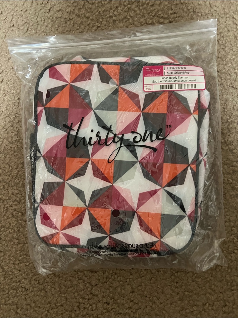 thirty-one Geometric Lunch Buddy in Coral, Pink & Gray